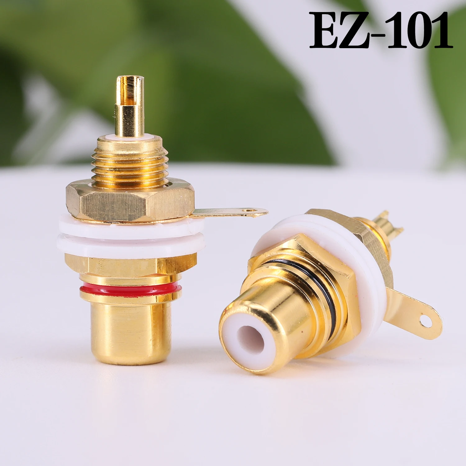 EIZZ Binding Post 24K Gold Plated Brass RCA Jack Female Connector For HiFi Audio Video TV CD AMP Signal Panel Chassis Mount