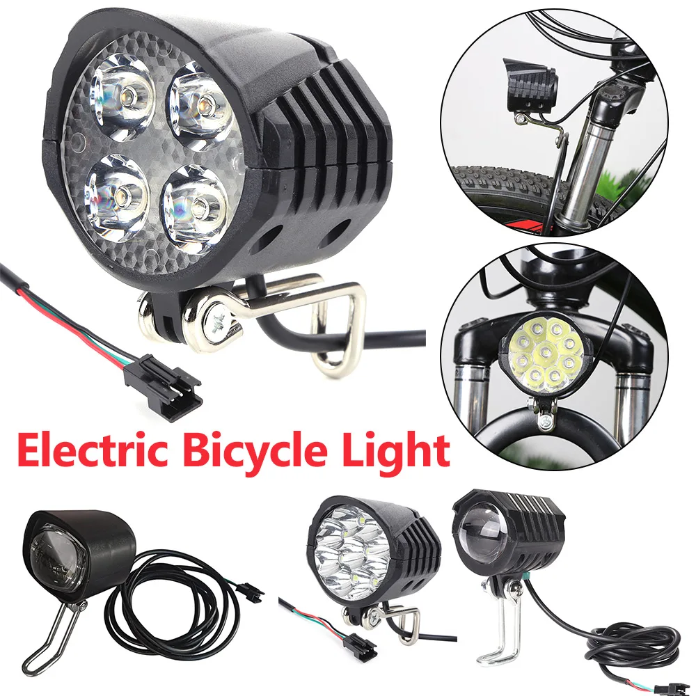 36V 48V 60V E-Bike Horn Light High Power Electric Scooter LED Headlight Front Lamp Waterproof Outdoor Cycle Biking Accessories - view 2
