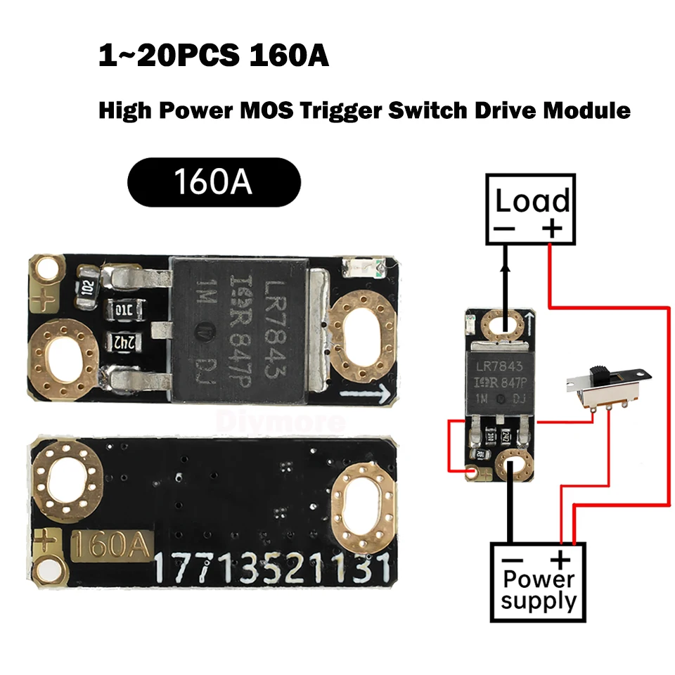 Diymore 1~20PCS 160A High Power MOS Trigger Switch Drive Module Field Effect Tube PWM Regulation Electronic Switch Control Board