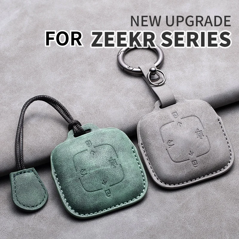 

For Zeekr 001 X FR 007 GT 009 Leather Car Key Case Cover Car Keychain Protected Shell Anti-scratch Holder Car Key Accessories