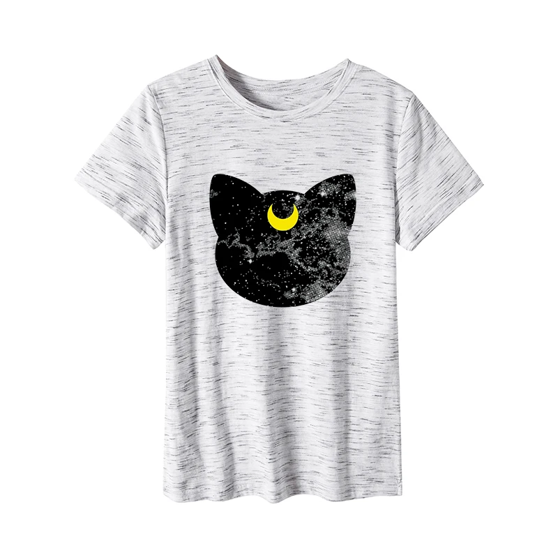 Losvallend groot formaat ort Sve T-shirt voor dames Galaxy puur katoen Street Sle ronde Ne Print Top voor studenten