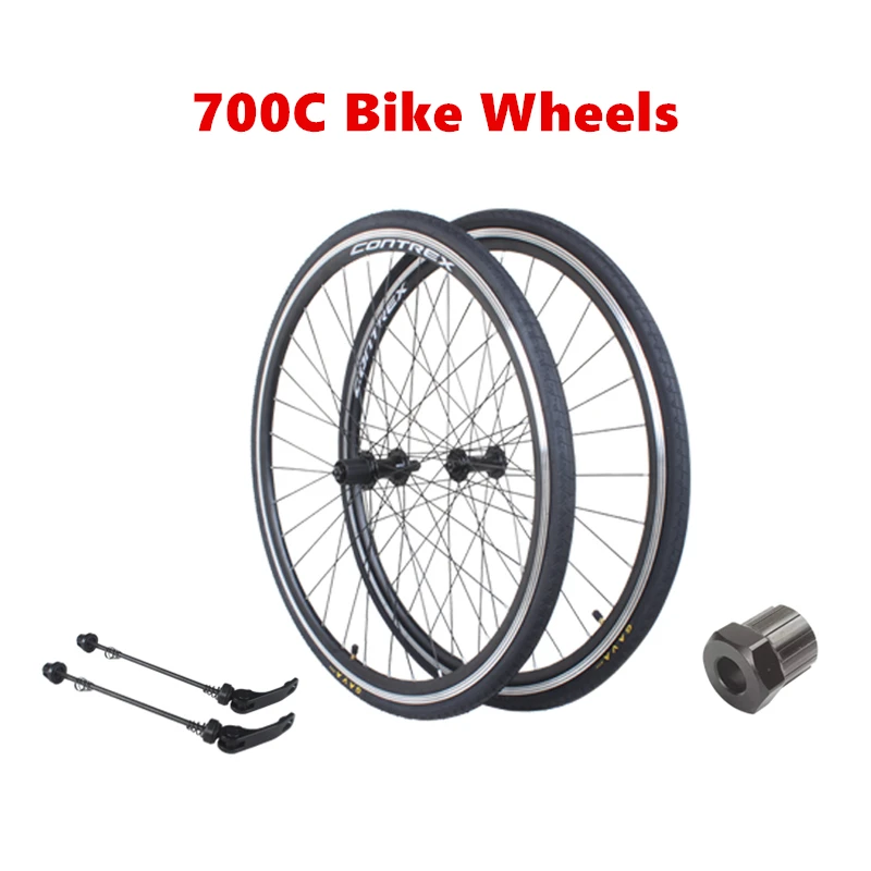 

700C Road Bike Wheel Double Layer Aluminum Alloy Rim 32 Holes Quick Release Cassette Hub Bicycle Parts 7/8/9/10 Speeds