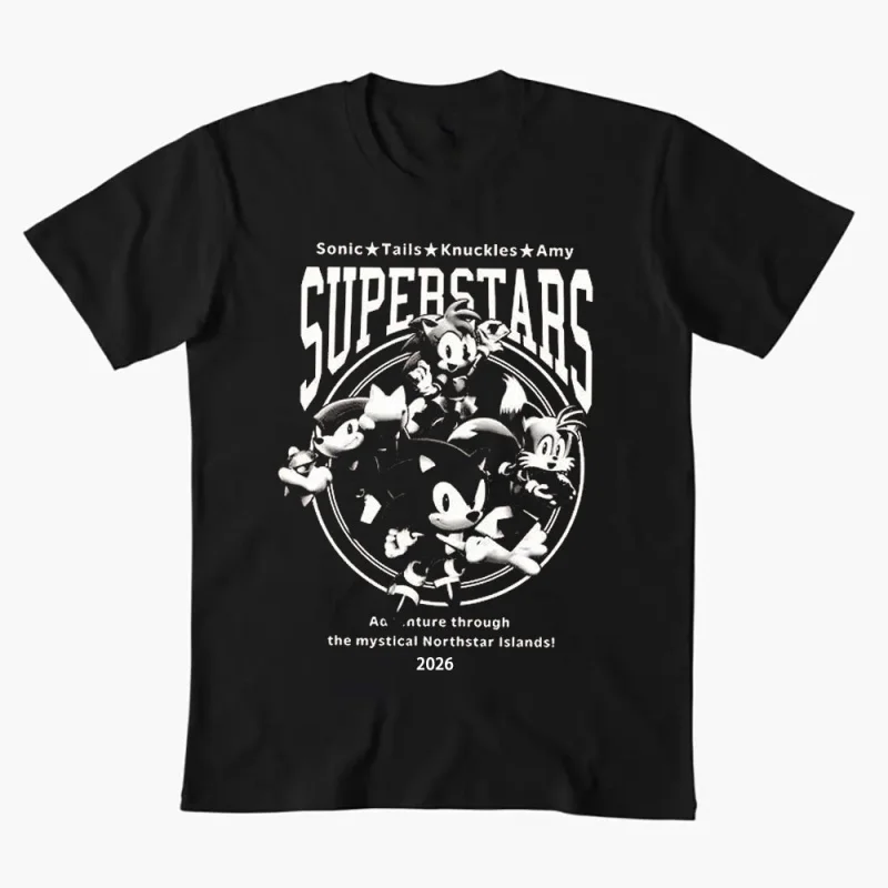 

0308 Sonic Shadow The Hedgehog Character Anmie Graphic T-Shirt Y2K clothes Cartoon print Short Sleeve tee All size tops S-6XL