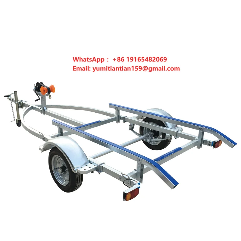 4m-5m Hot Galvanized Motorcycle Boat Trailer  Jet Ski Trailer Inflatable Boat Trailer Factory Direct Sales Spot Single Axle