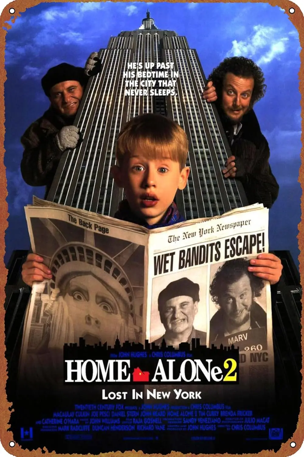 Póster Home Alone 2: Lost in New York, aspecto Vintage, letrero de Metal de estaño, decoración de pared, 8x12 pulgadas
