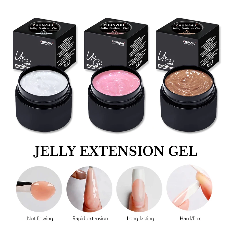 CHUNSHU-Jelly Extensão Unhas de Gel, UV e LED Esmalte, Gel Duro Francês para Unhas Construtora, Dedo DIY Manicure Arte, Rosa Branco Claro