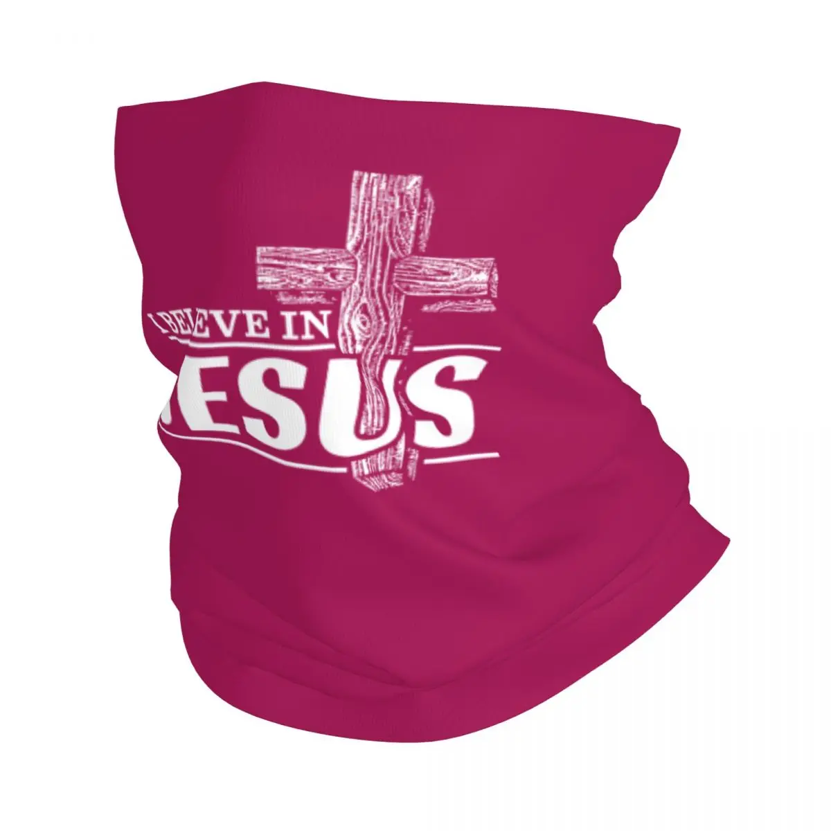 Custom I Believe In Jesus Christ Bandana Winter Neck Warmer Men Wrap Face Scarf for Hiking Cristianity Faith Gaiter Headband