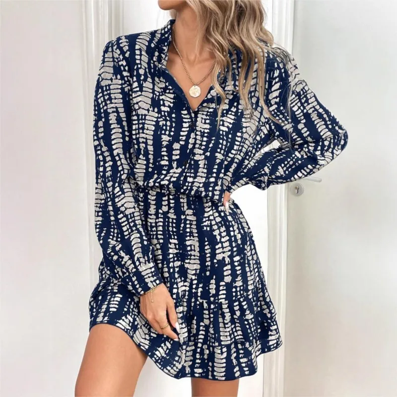 

Sexy V-neck Fashionable Ruffle Edge Single Breasted Dress For Spring Autumn New Women's Clothing Slim Fit Casual Long Sleeved