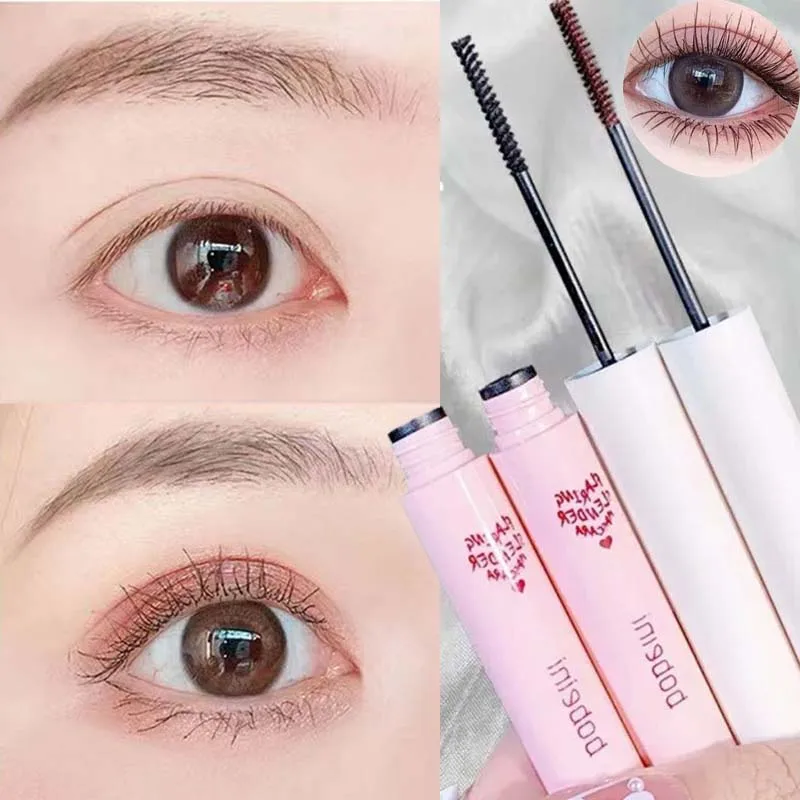 Ultra-Fine Brush Mascara Lasting Waterproof Silk Fiber Curling Lengthens Eyelashes Fast Dry Matte Brown Black Mascara Comestics