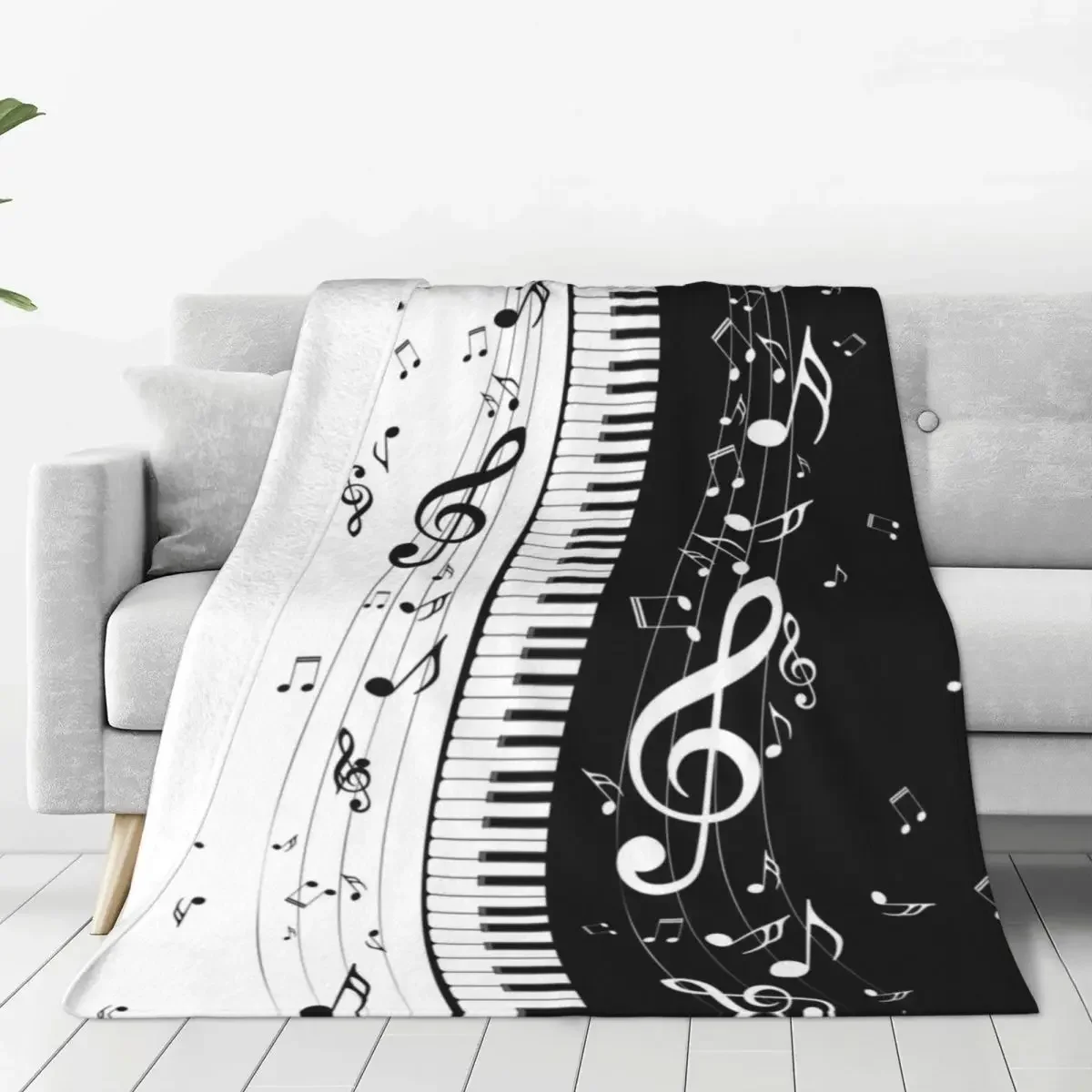 Relax Aesthetic Piano Keys Blanket Accessories Bedding Decorative Musical Notes Pianos Music Throws And Blankets