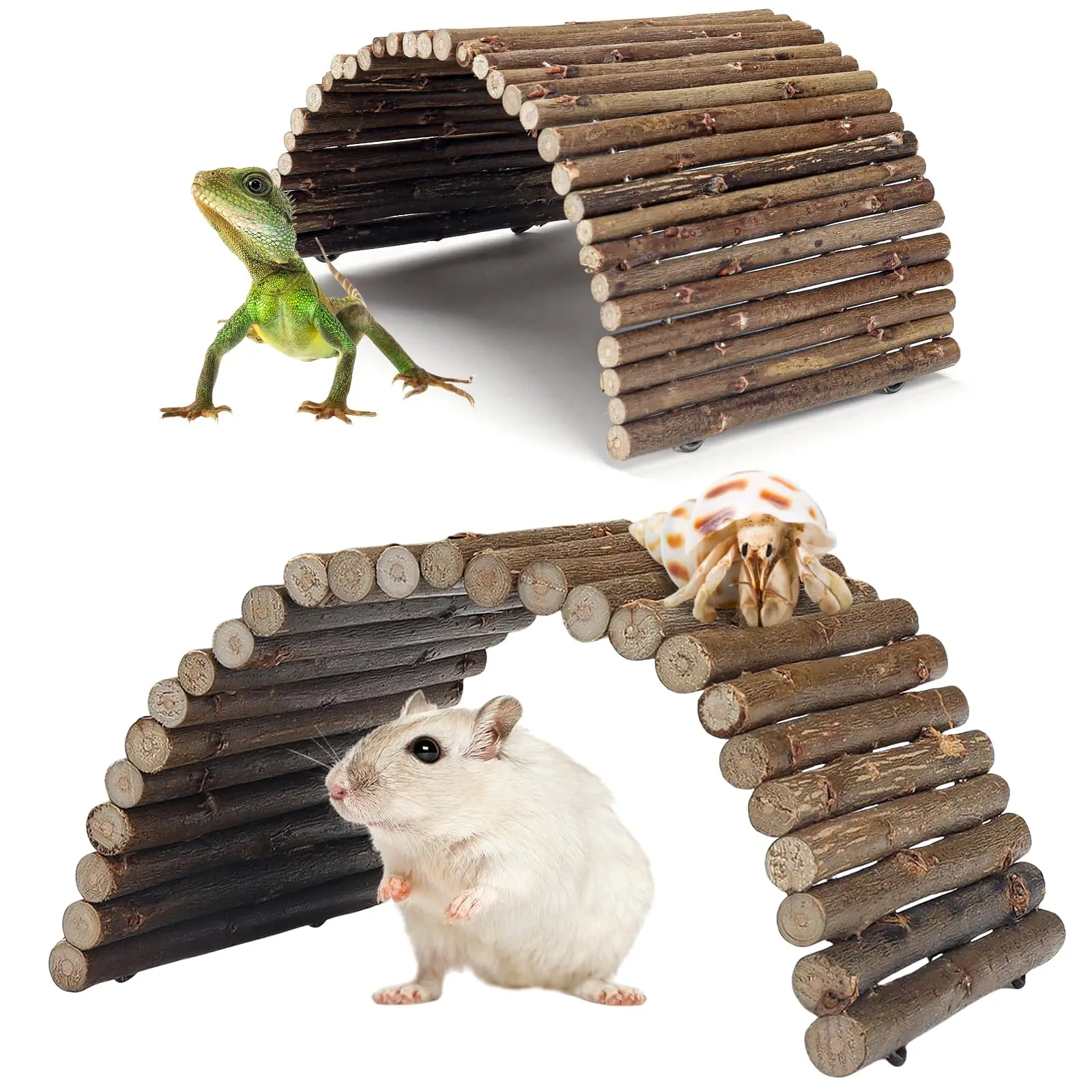 

Reptile Hideout Hermit Crab Bendable Bridge Wooden Hermit Crab Hideout Climbing Toys Reptile Tank Habitat Decor Hiding Hut