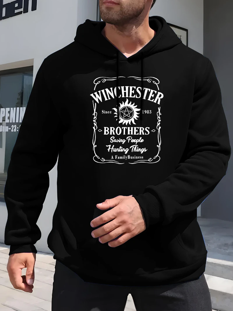 

2025 Autumn and Winter Men's Loose Casual Versatile English Patterned Printed High-end Luxury Is for Both Men and Women Top Y2k