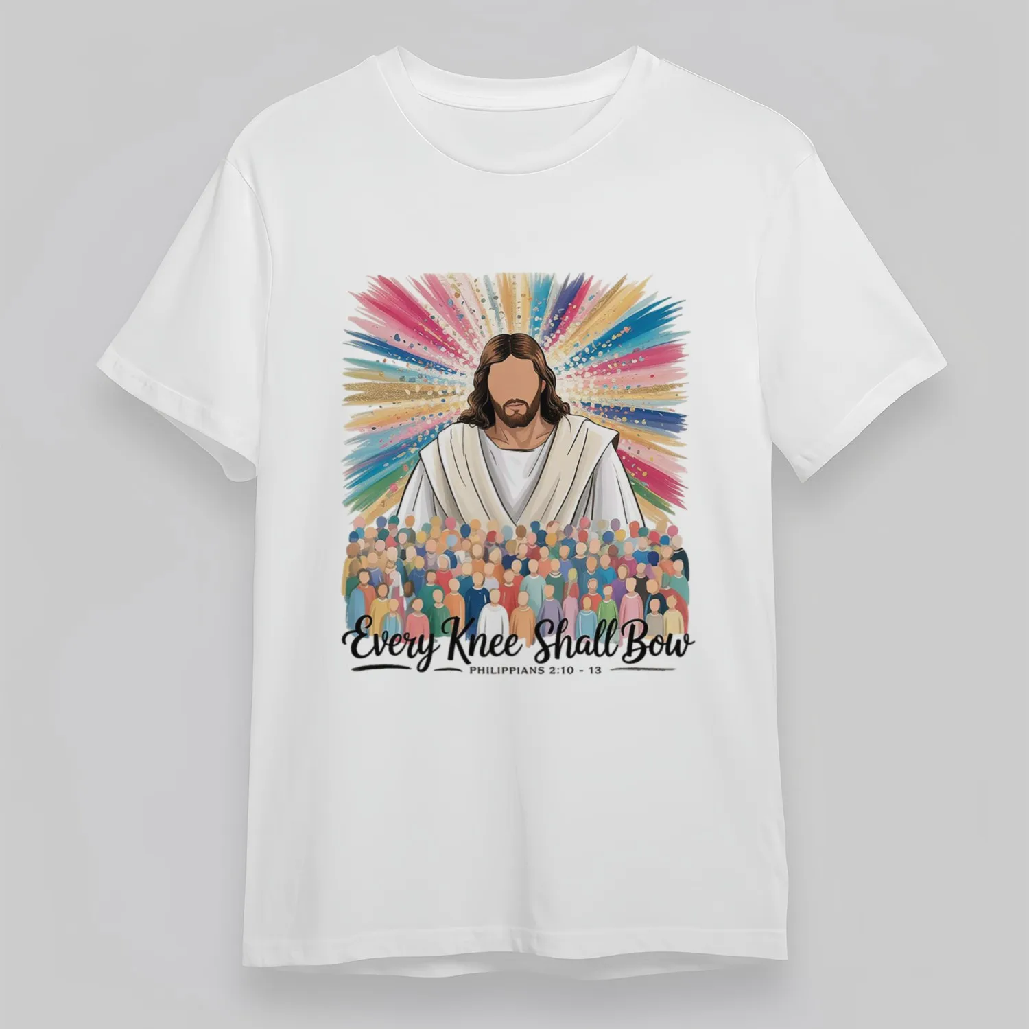 

Size Classic T-Shirt Every Knee Shall Bow Religious Graphic Tee Outdoor casual fashion trendy T-shirt