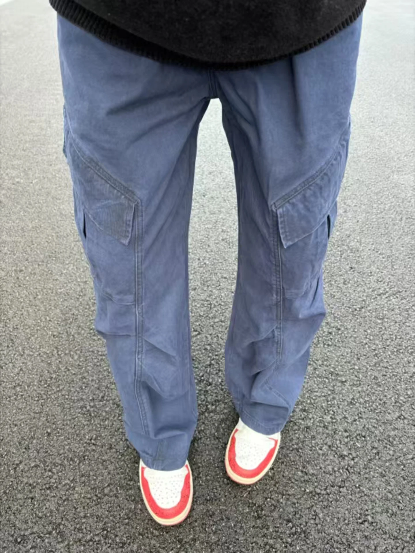 Ropa de trabajo de algodón Vintage Waed, pantalones vaqueros de pierna recta High Street Vibe para hombre, pantalones vaqueros informales con piernas acampanadas múltiples