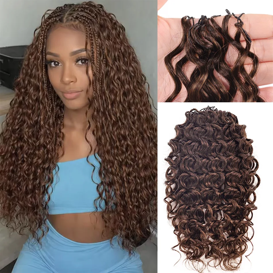 # Extensions de cheveux humains bouclés afro marron pour tresses au crochet, effet plumes, ondulations naturelles, invisibles et sans couture pour tressage