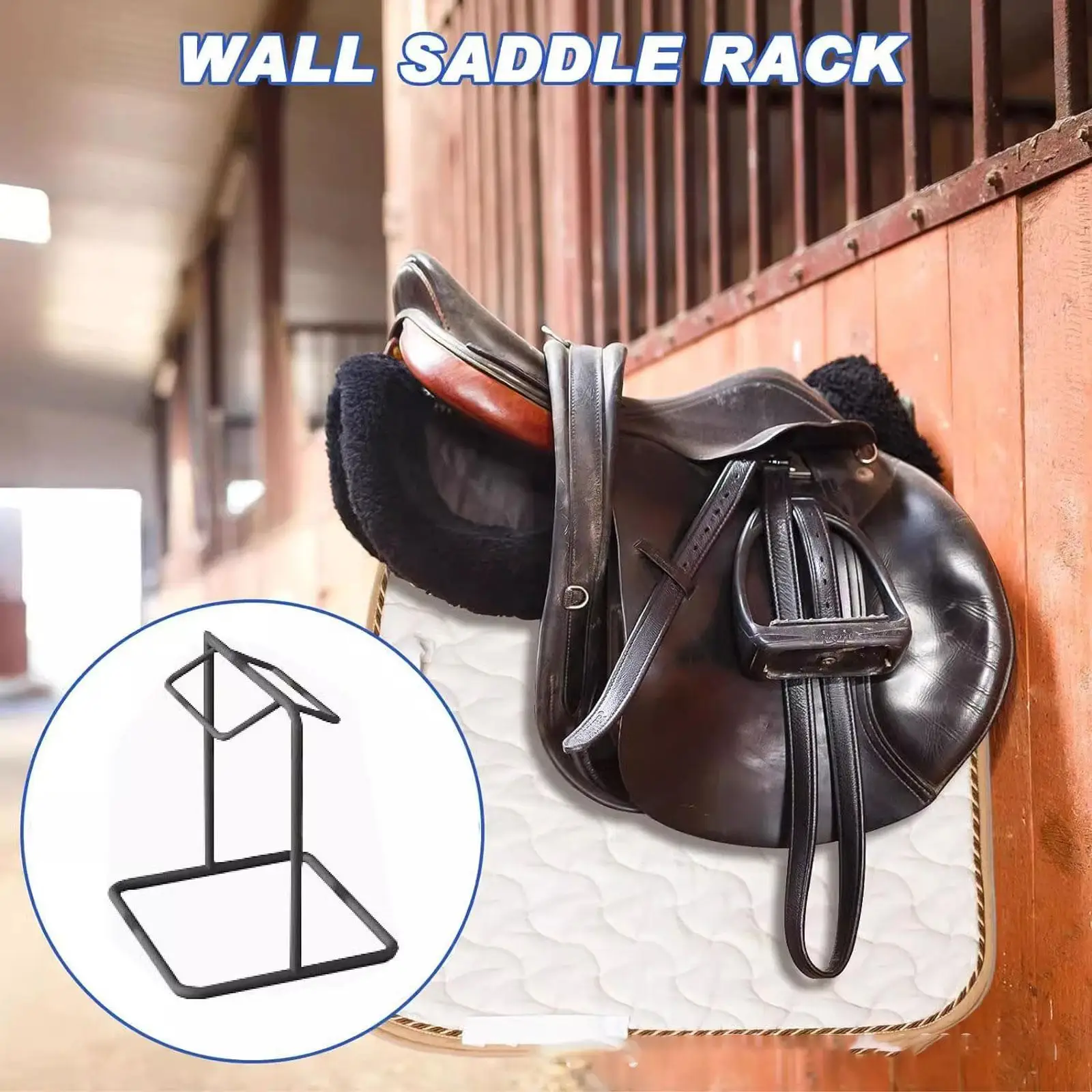 

Saddle Rack Metal Holds Tack Pad Accessories Display Rack Horse Saddle Holder Stand Floor Standing for Barn Tack Room Farm