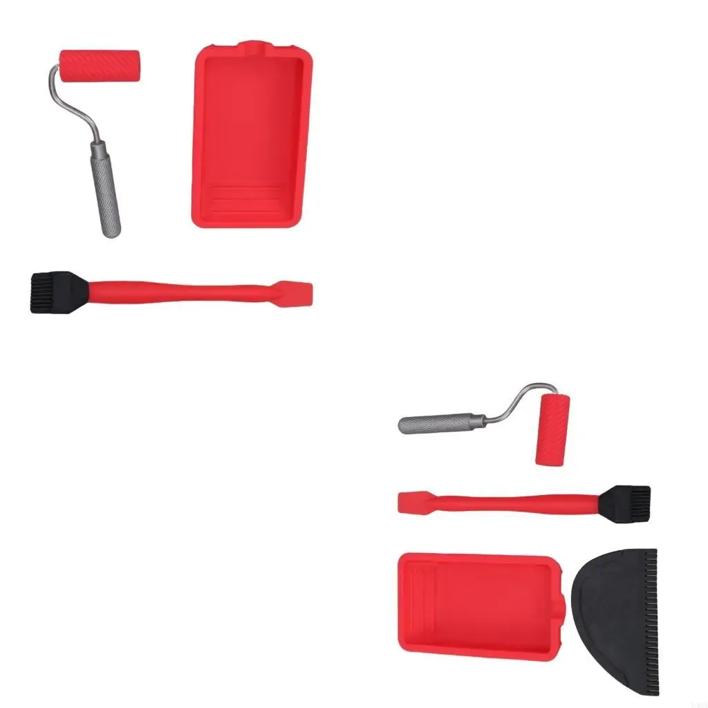 

Набор набора нанесения краски силиконовый ролик с набором щетки с подносом легко очистить