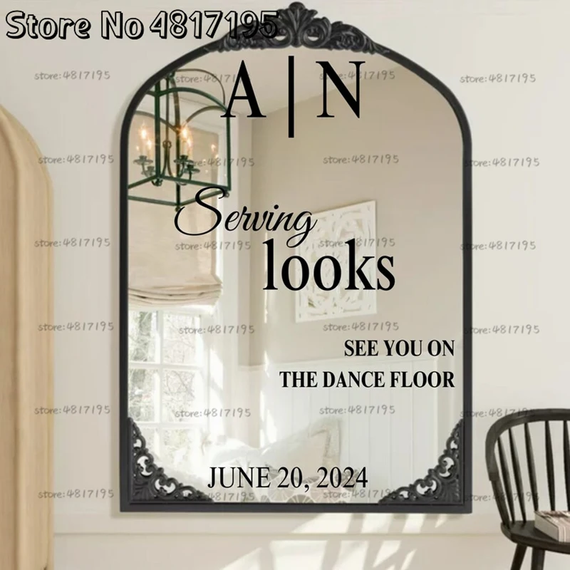Autocollant mural miroir personnalisé pour mariage, idéal pour les photos de groupe, décoration de mariage, autocollants décoratifs, autocollant mural miroir personnalisé avec nom