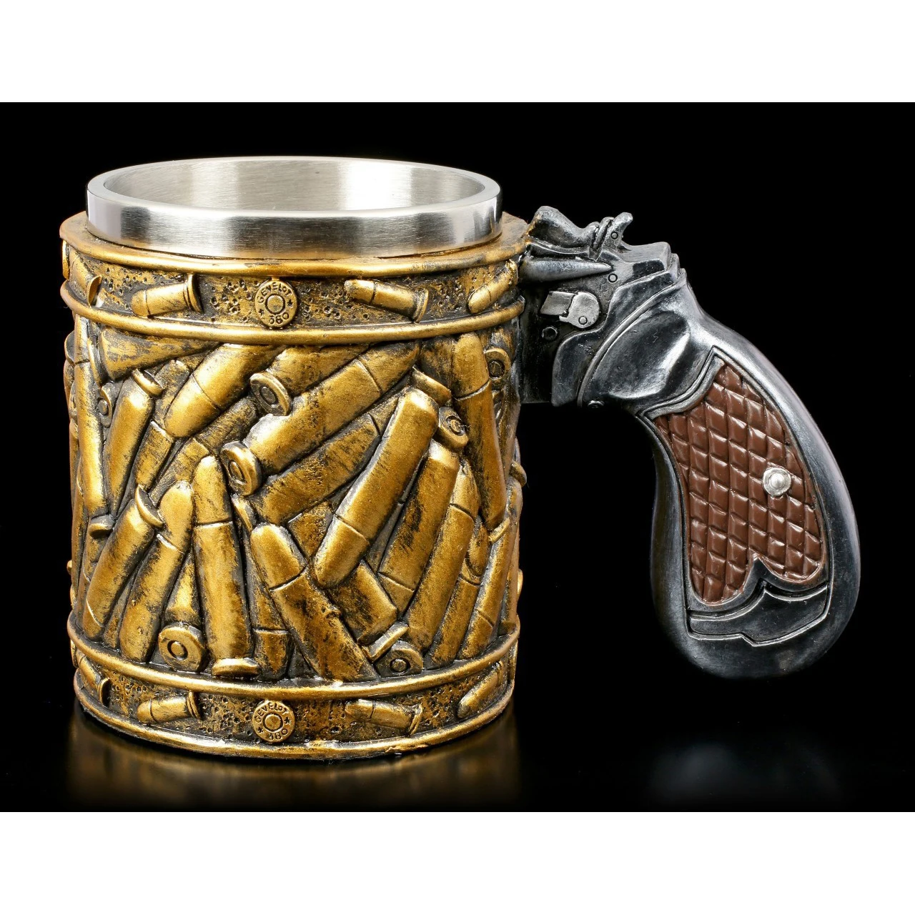 

Creativity Gun Pistol Tankard Mug With Ammo Bullet Round Shells Mugs Cup Bottle Birthday Christmas Halloween Gift 400ml