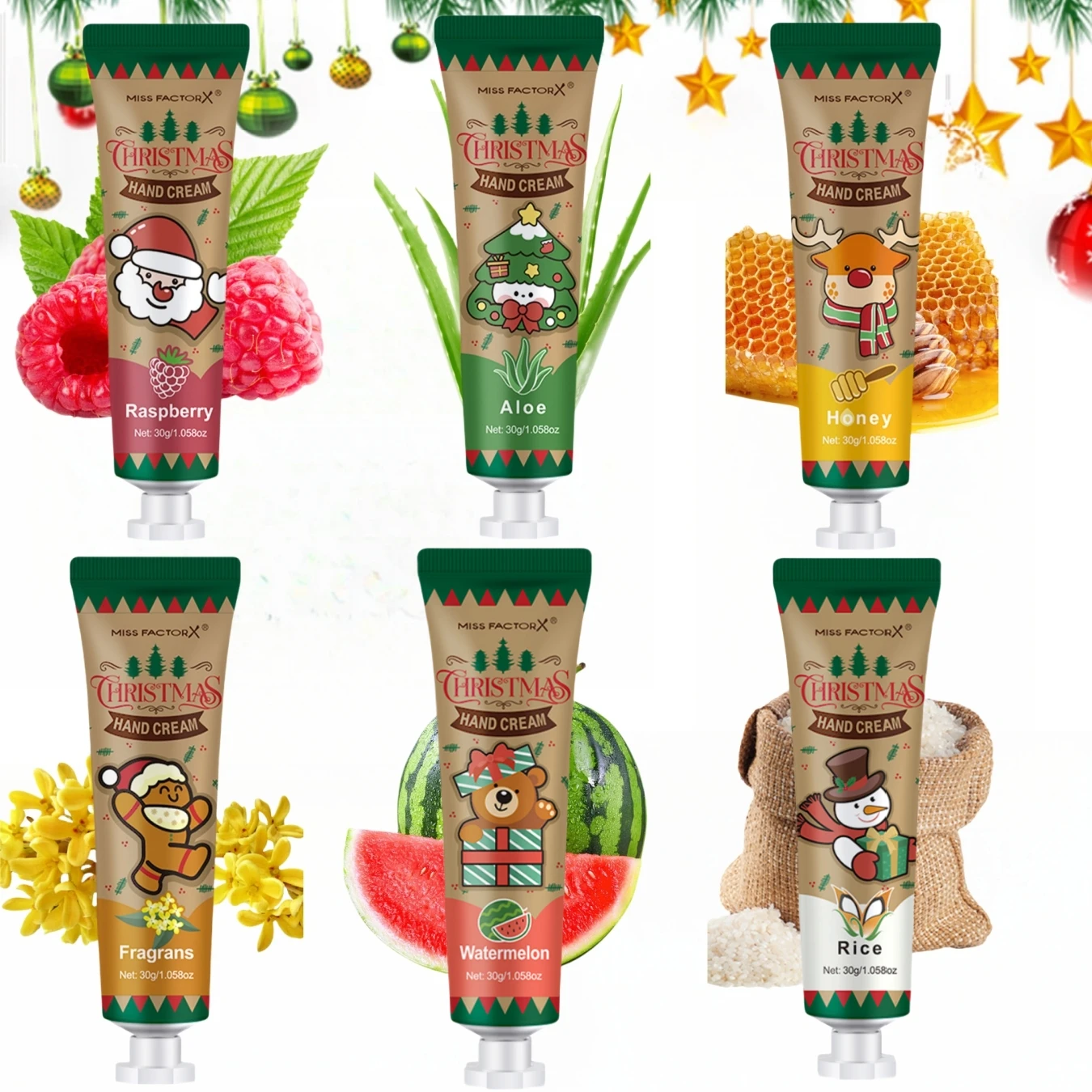 6 قطع كريم لليدين، مجموعة هدايا عيد الميلاد 6 أنواع من العطور، مرطب عميق، بشرة يدوية ناعمة، أرسل هدايا العيد النسائية