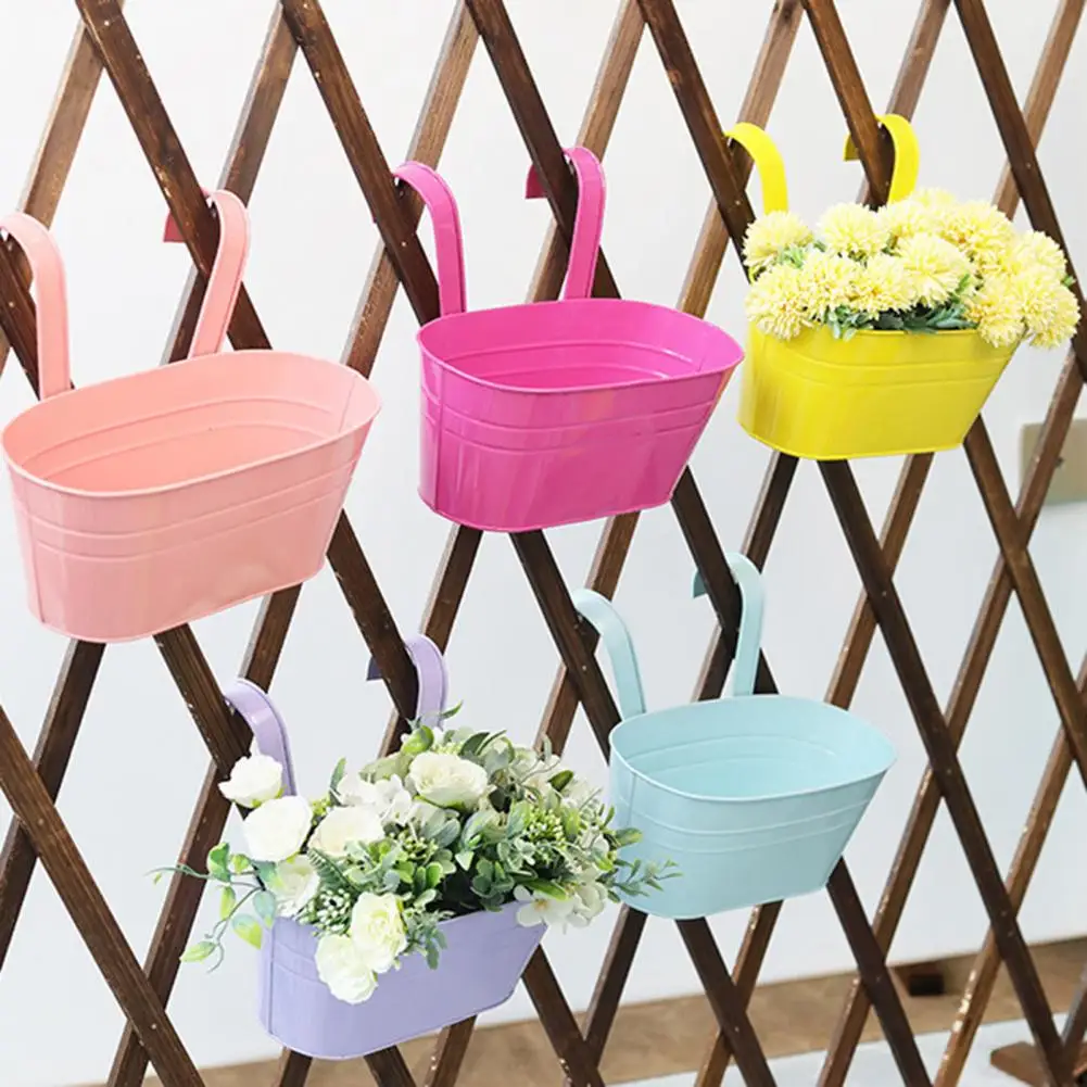 

4Pcs Detachable Iron Hanging Planters Indoor/Outdoor Wall Planters for Balcony Fence Garden Decor Iron Flower Pots Dropshipping