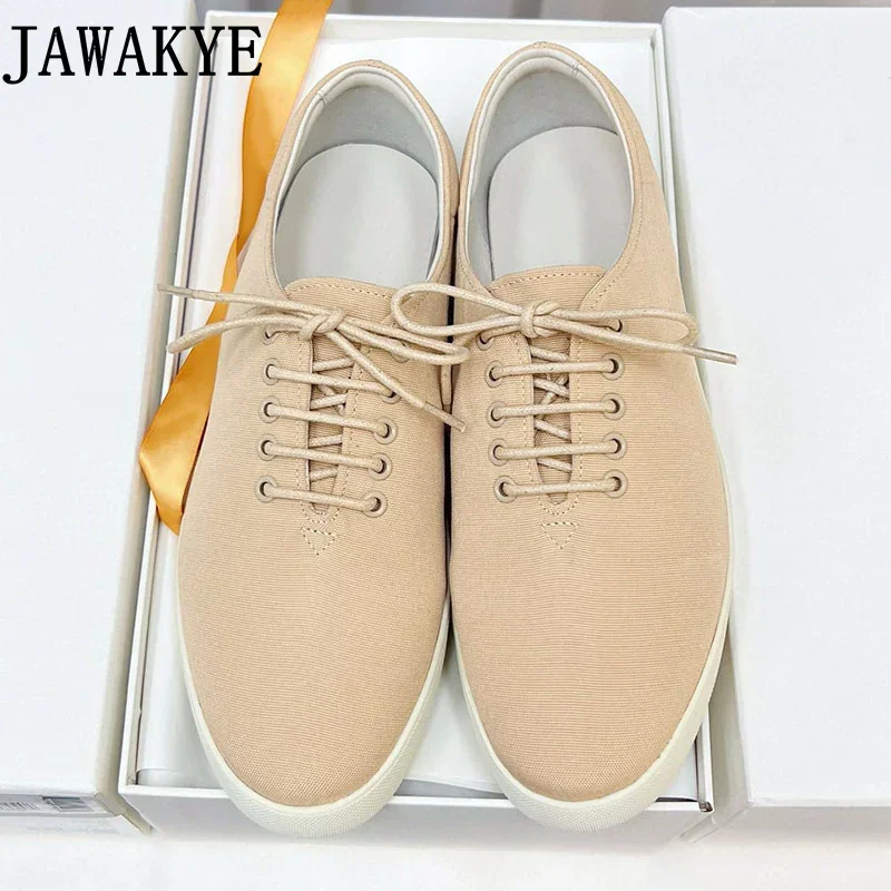 

White Black Canvas Sneakers Flat Platform Thin Sole Leisure Shoes Walking Lace Up Walking Loafers Oxfords