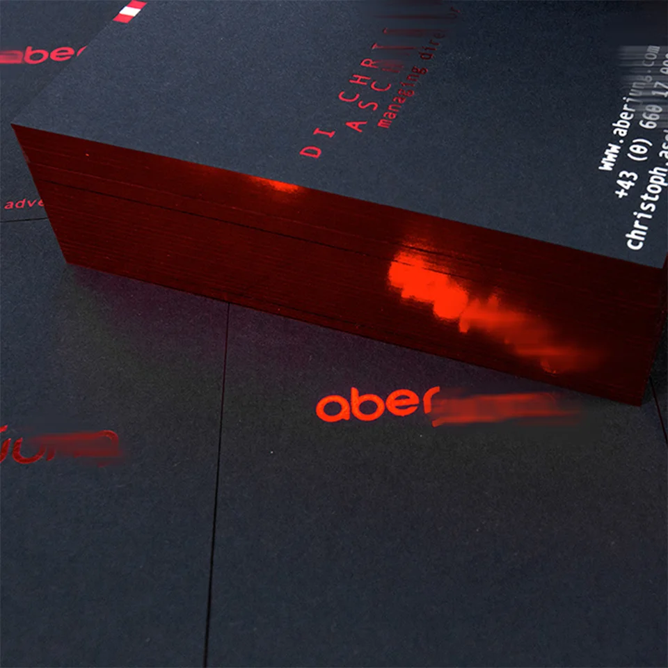 Luxury Custom Printed Logo Color Rose Gold Plated Paper Business Card with Rose gold edged