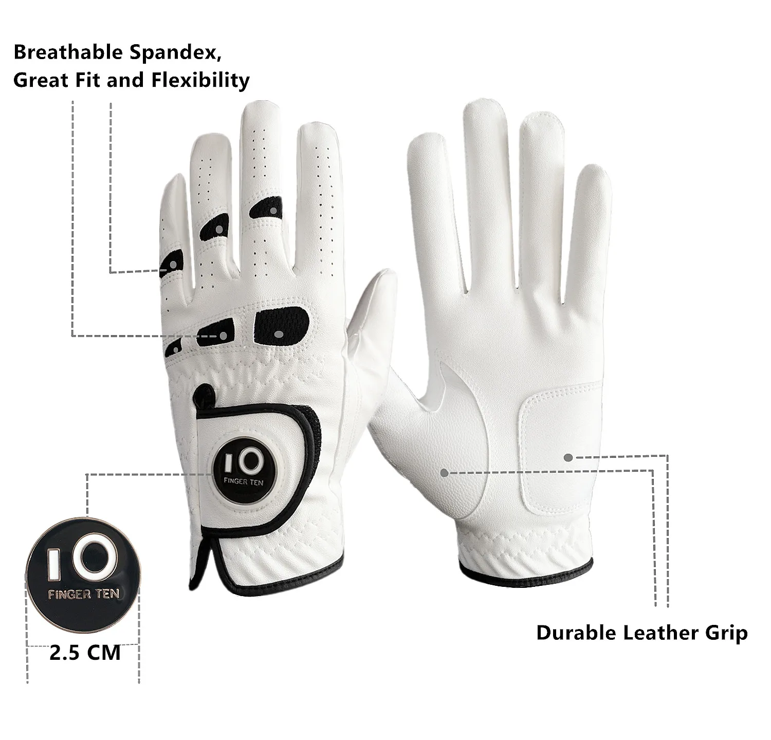 Left Right Hand Golf Gloves Men Cabretta Leather Breathable with Ball Marker Summber Glove S M ML L XL All Weather Drop Shipping