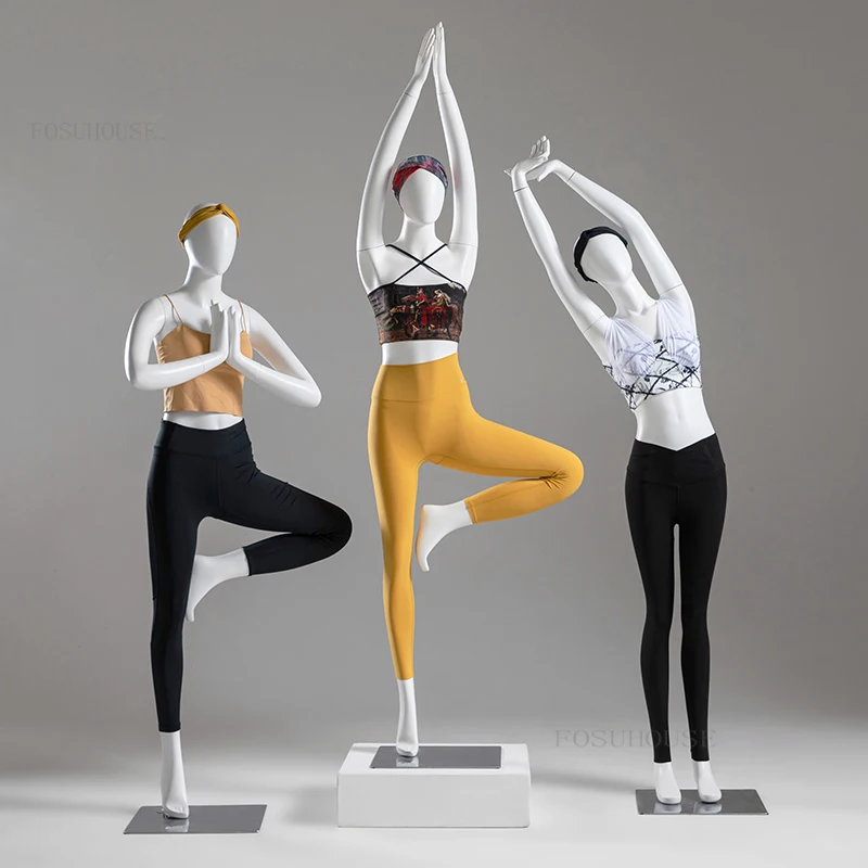 Clothing Mannequin Female Yoga Full Body Exercise Display Stand Clothing Store Female Model for Women's Clothing with Metal Base