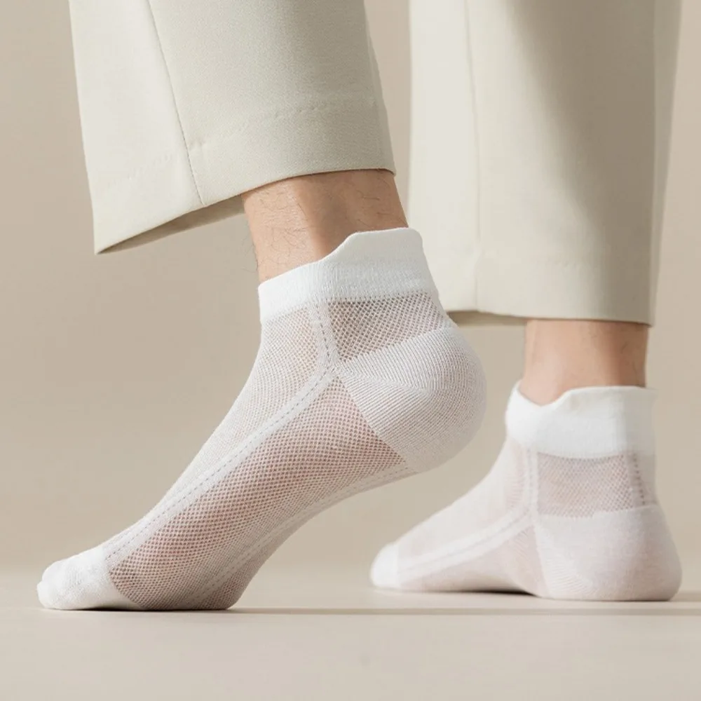 Calcetines cortos diarios con pestañas para las orejas, calcetines antideslizantes y transpirables para hombre, calcetines de malla absorbentes para el sudor, verano