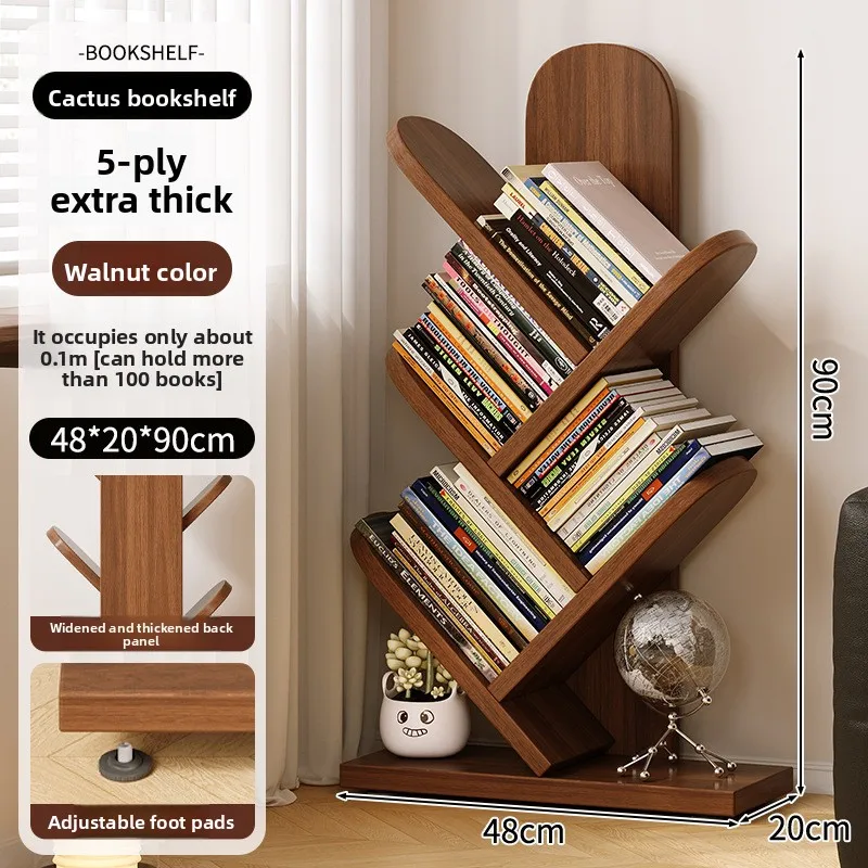 Bookshelf Creative tree-shaped floor-to-wall book picture book shelf Household multi-layer storage display shelf Simple bookcase