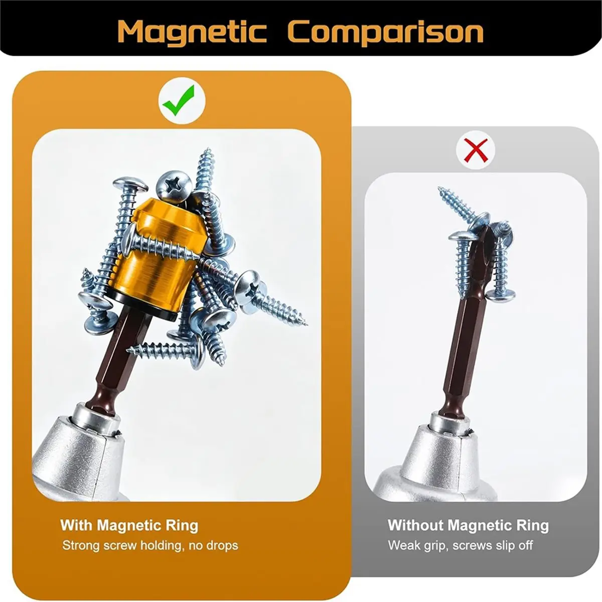 A566K 3Pcs Magnetic Ring & 3Pcs PH2 Bit Set, 1/4