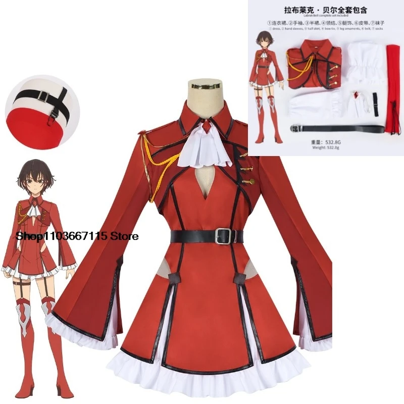 COSPLAY Bell Anime Bye Bye, Earth Cosplay Belle Cosplay Costume Red Uniform Dress Full Set