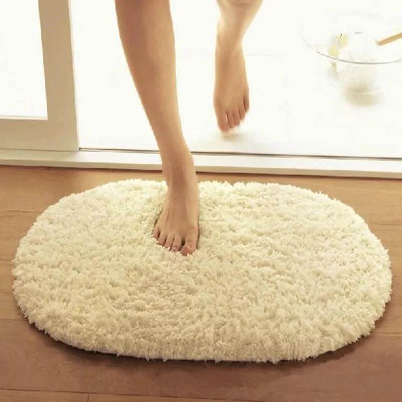 Non-slip Bathroom Mats Memory Foam Bath Rug Ellipse Mats Soft Water Absorption Bath Mats Toilet Floor Doorway Rug Thick Carpets