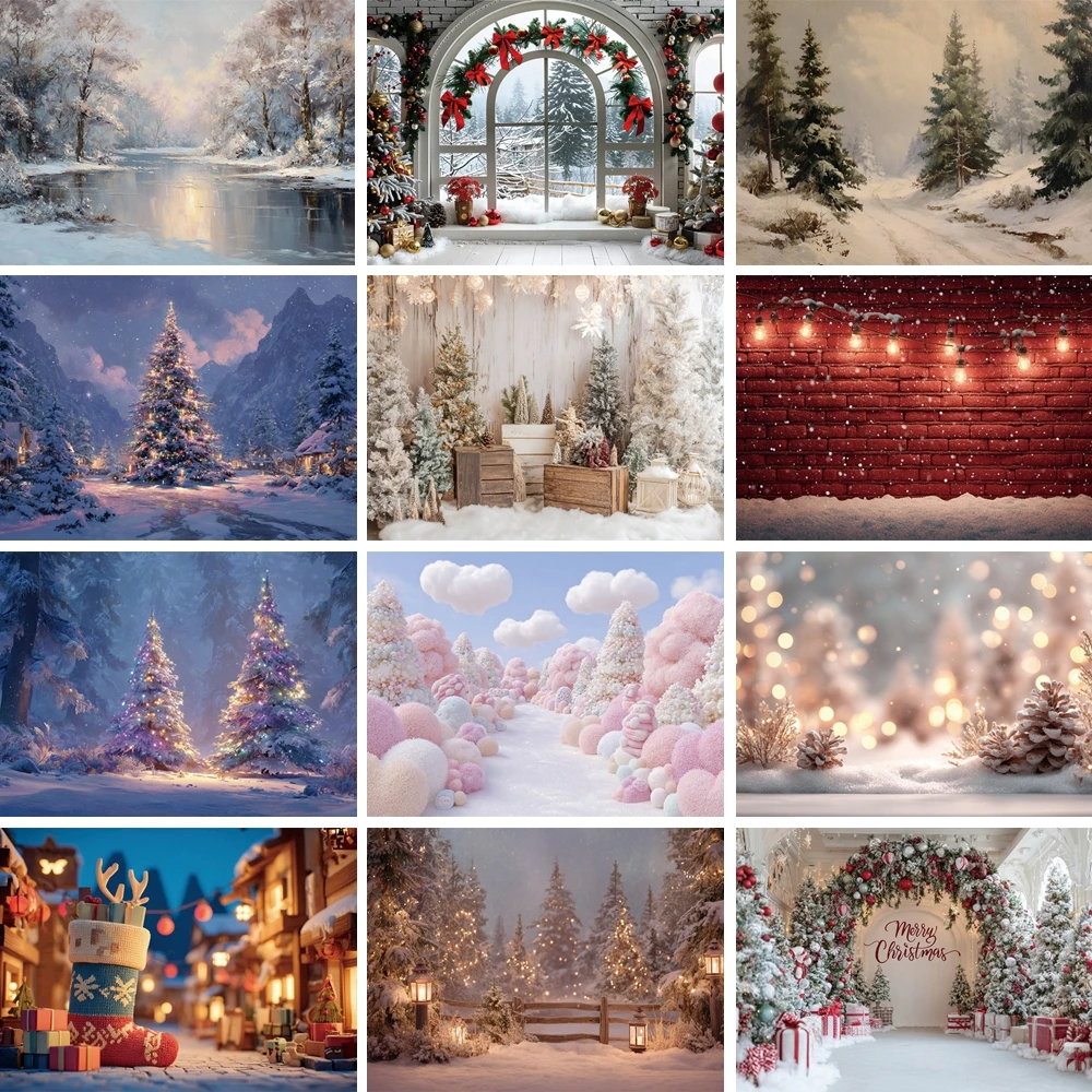 

MOON.QG Christmas Photo Background Elk Street Snowmen Backdrops For Photography Baby Party Decorations Photozone Decoration
