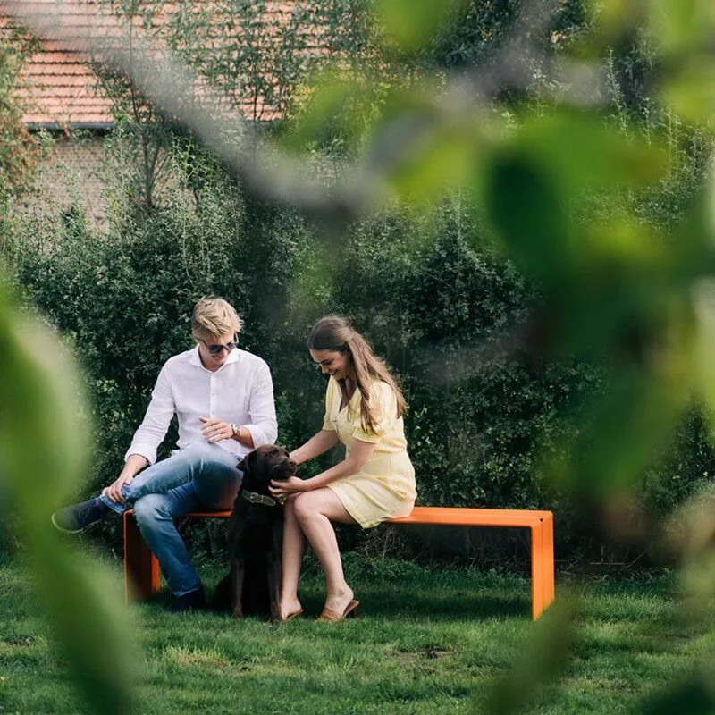 ins wind color dopamine outdoor Internet celebrity bench park bench full board wrought iron bench simple designer