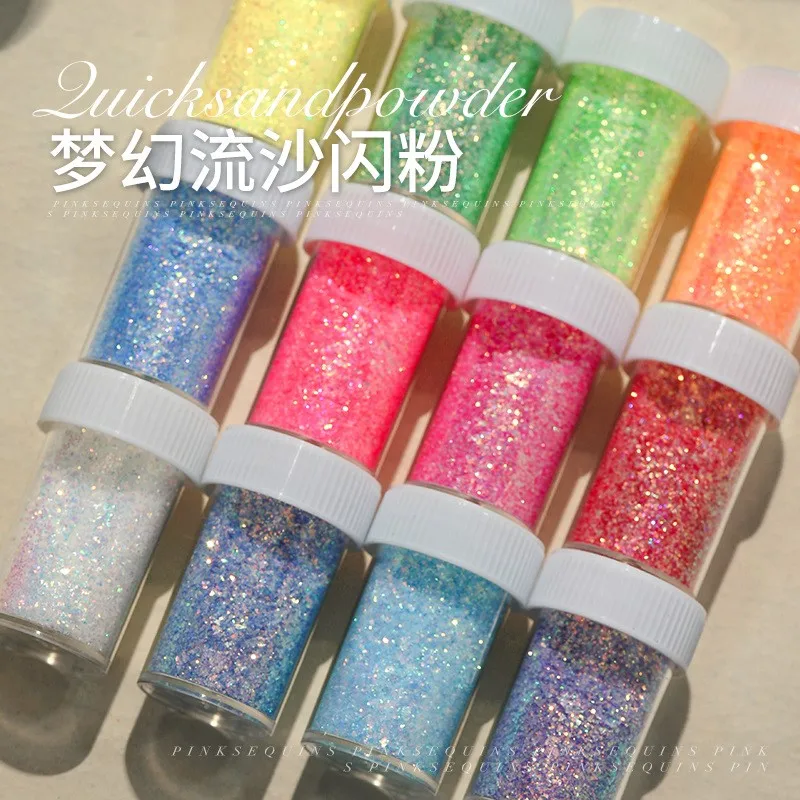 20ml/Jar Aurora Symphony Glitter Nail Sequin White Pink Colorful Sand Pigment for Gel Polish Nail Art Decoration Manicure Flakes