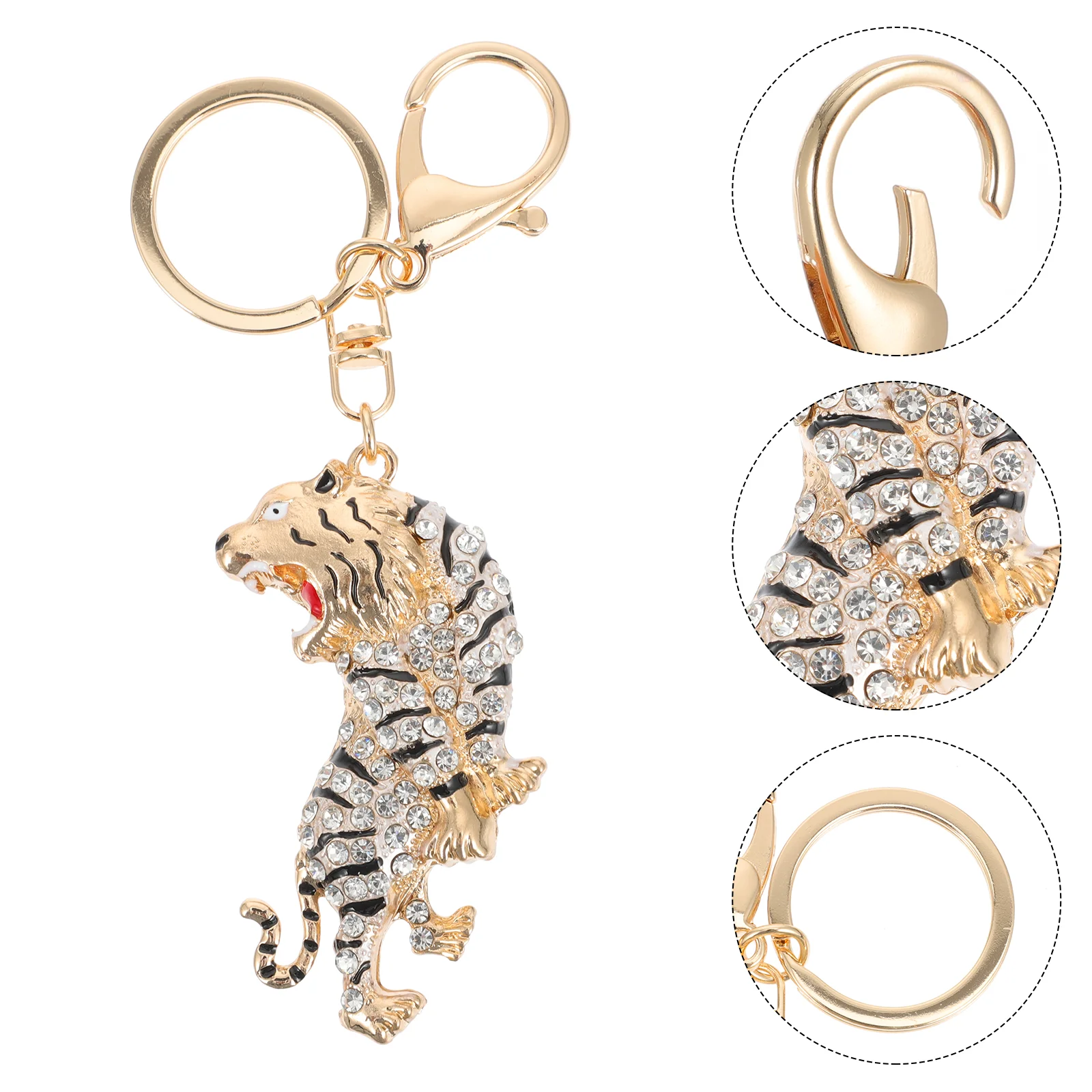 Decorative Key Ring Tiger Keychain Bag Hanging Pendant Ornament Accessories White