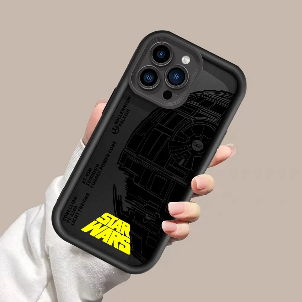 Capa de telefone Stars W-Wars para iPhone, Capa líquida quadrada macia, 8, 7, 15Pro Max, 14 Plus, SE, XR, 13 Mini, 12 Pro, 11 Pro, XS Max