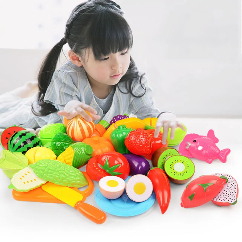الأطفال التظاهر اللعب ألعاب الطعام للأطفال المطبخ الخضار Playset قطع الفاكهة الخضروات لعبة طفل عيد ميلاد هدية الكريسماس اللعب