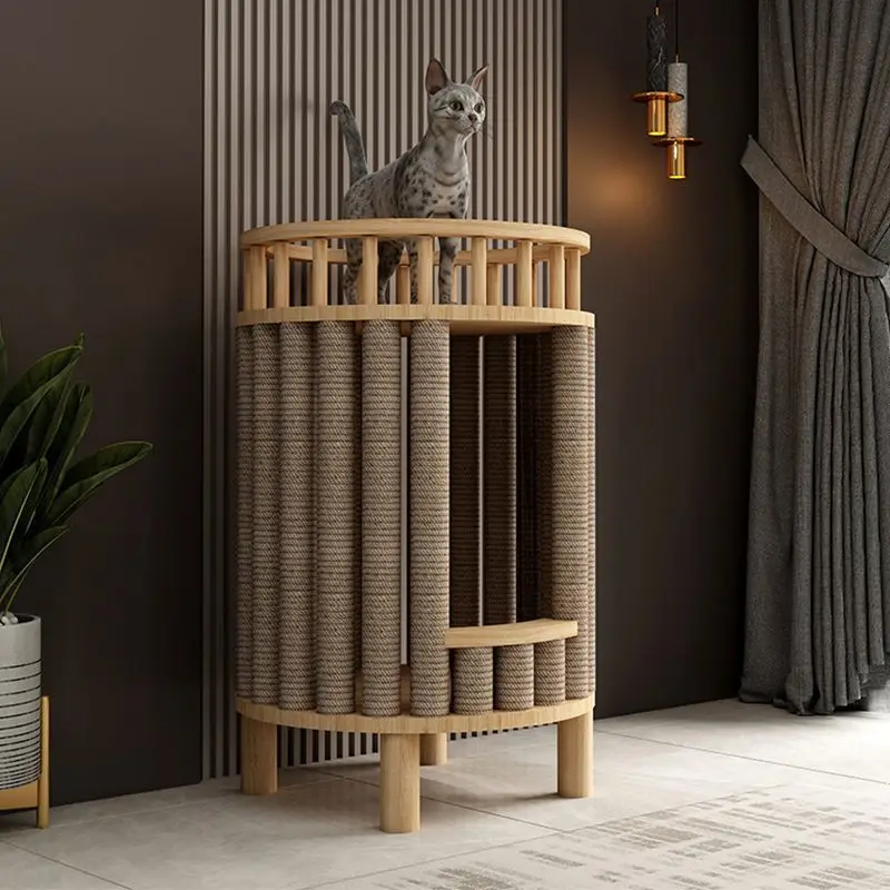 For solid wood cat climbing frame space capsule small apartment does not occupy a multi-layer cat nest shelf