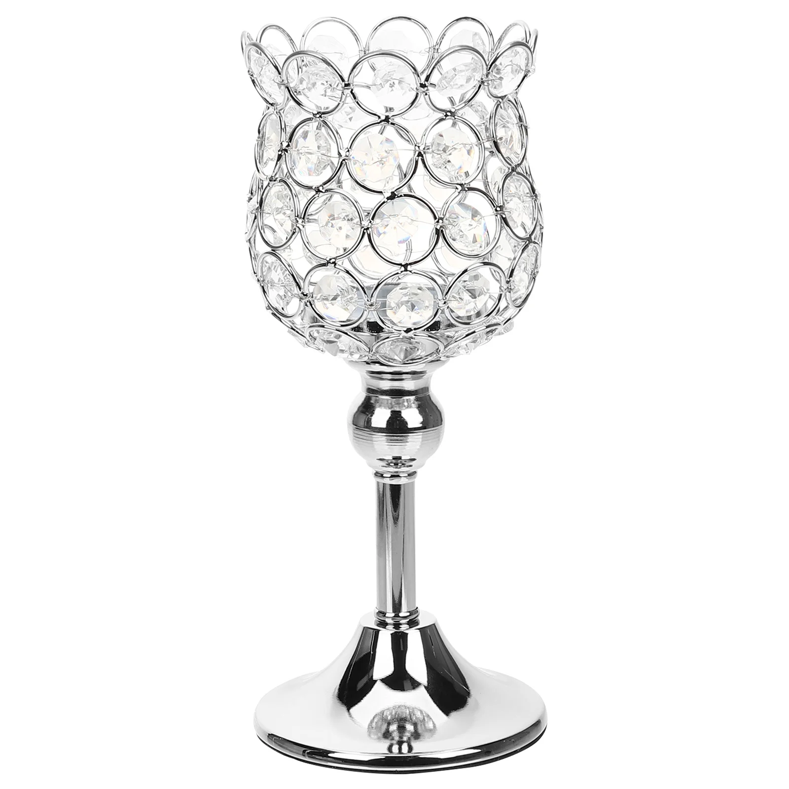 

Crystal Holder 22Cm Large Octagonal Beads Flameless Tealight Desktop Decor For Table Centerpiece Wedding Party