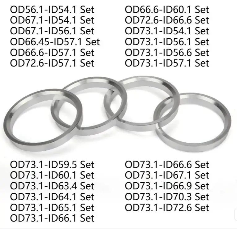 4Pcs Forged Aluminum Alloy Hub Centric Rings Car Wheel Center Bore Adapter Variable Diameter Shaft for SUV Off‑Road Modification