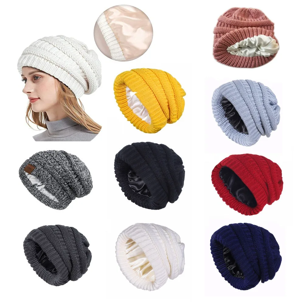 

Windproof Quick-Drying Stretchy & Comfortable Thickened Knitted Hat - Warm Versatile & Everyday-Ready with Satin Lining
