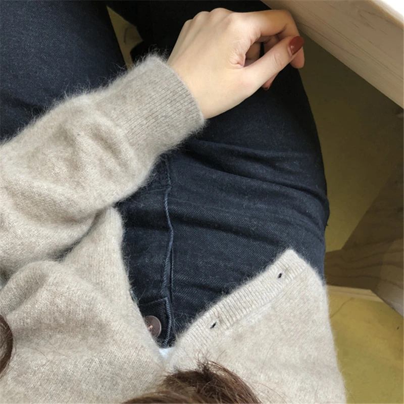 100% pure cashmere cardigan autumn winter new sweater women\'s short round neck sweater super fire cec coat knitting