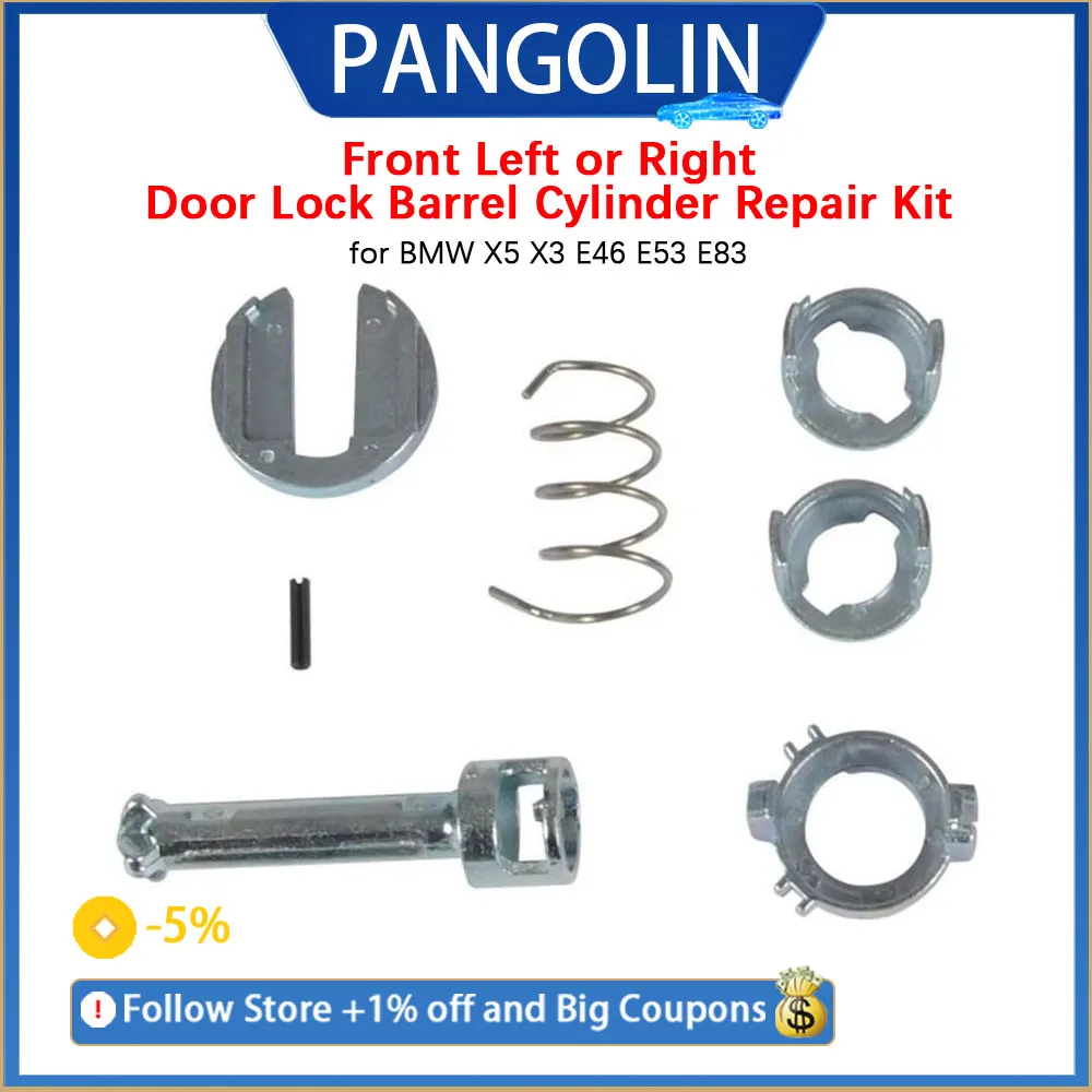 

PANGOLIN 1Set Front Left or Right Door Lock Cylinder Repair Kit 51217019974 51217019976 Replacement for BMW X5 X3 E46 E53 E83