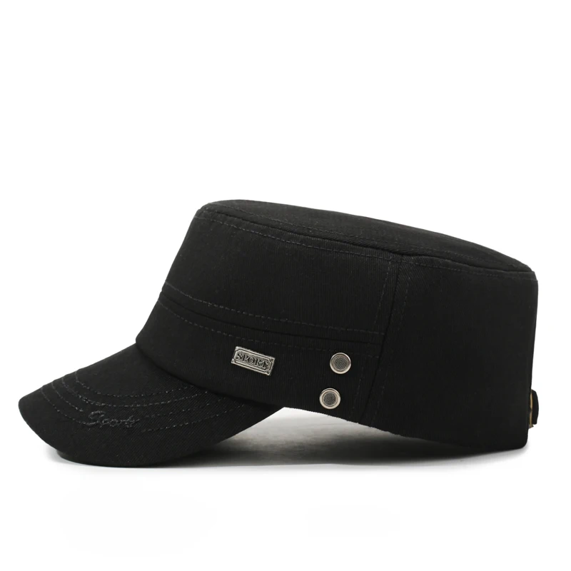 Iron Label SPORT Einfarbige Flat Top Cap – Frühlings- und Herbst-Outdoor-Casual-Sport-Sonnenhut mit bestickter Krempe – Detail 3
