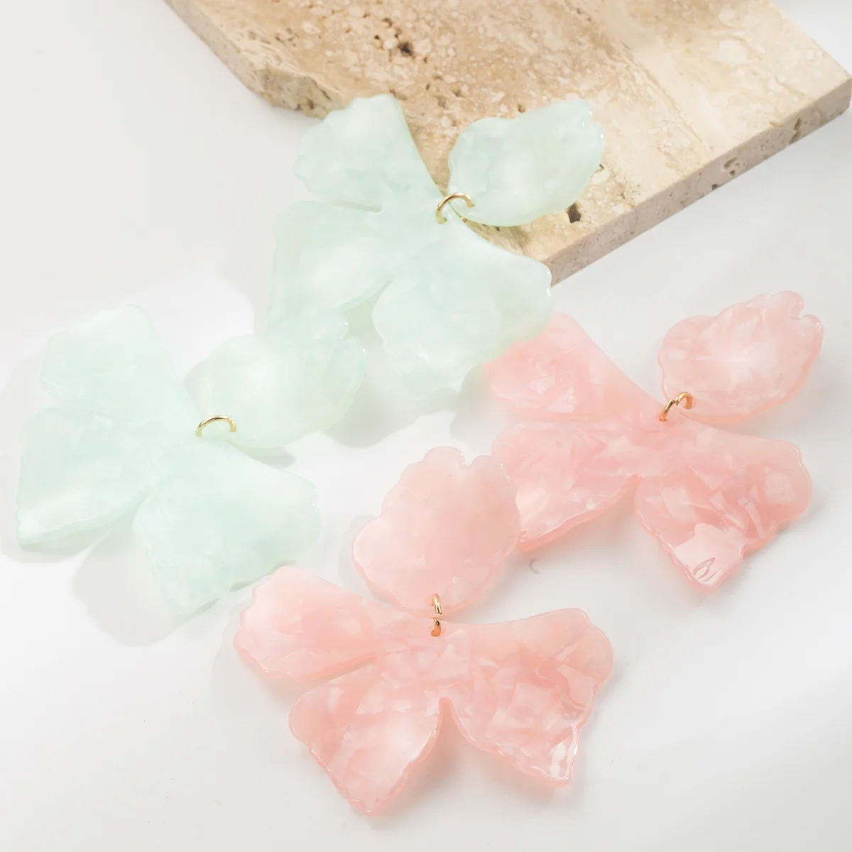 Translucent Petal Drop Earrings Oversized Floral Statement Dangle Earrings Romantic Summer Beach Party Jewelry Women