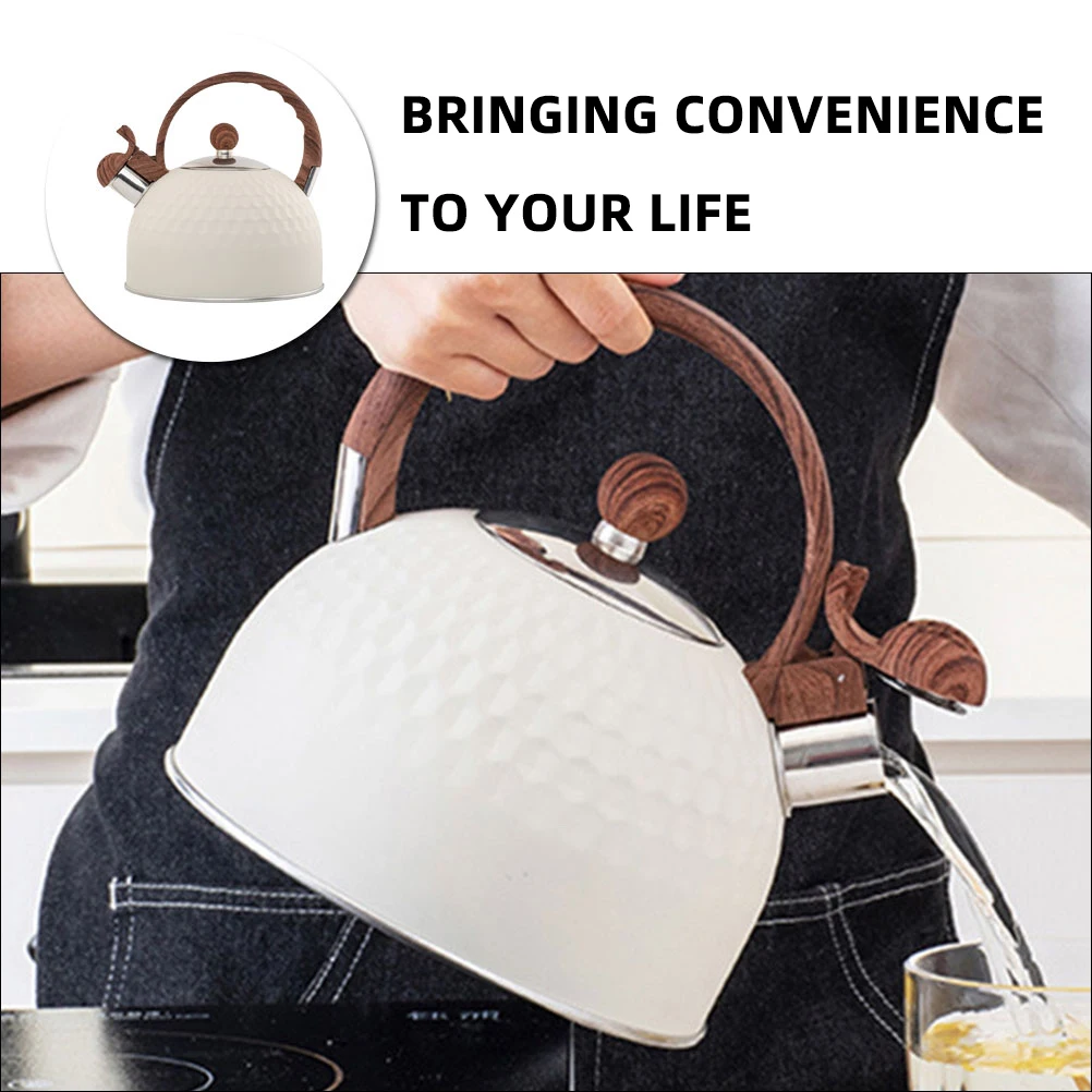 

Portable Whistling Kettle Stainless Steel Teapot Household Teakettle Water Heating Kettle Rubber Covered Nylon Heat Resistant