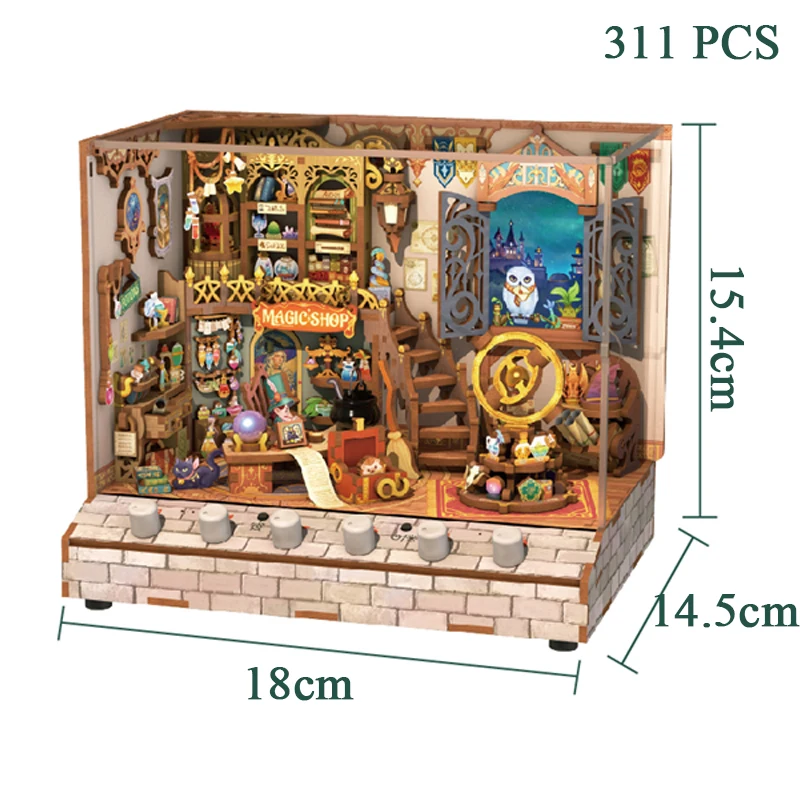 NEW DIY Wooden Model Building Kits Magic Shop Casa Creative 3D Jigsaw Puzzles With Different Sound for Friends Birthday Gifts